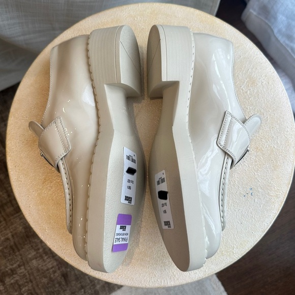 Prada Triangle Logo Patent Block Heel Slip On Loafers White Women’s EU 38 - Picture 7 of 7